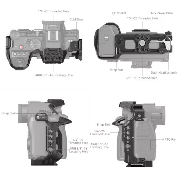 Отверстия и крепления клетки для Panasonic LUMIX S5 II