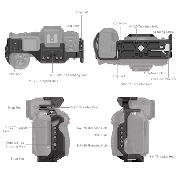 Отверстия и крепления клетки для Nikon Z8