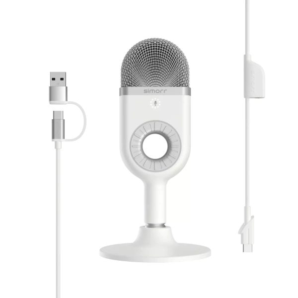 Настольный микрофон Simorr 3492 Wave U1 USB белый