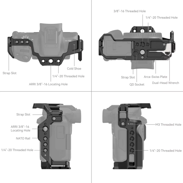 Отверстия и крепления клетки для Canon EOS R50