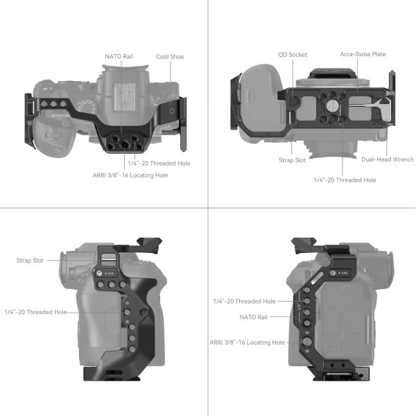 Отверстия и крепления клетки для Canon EOS R6 Mark II