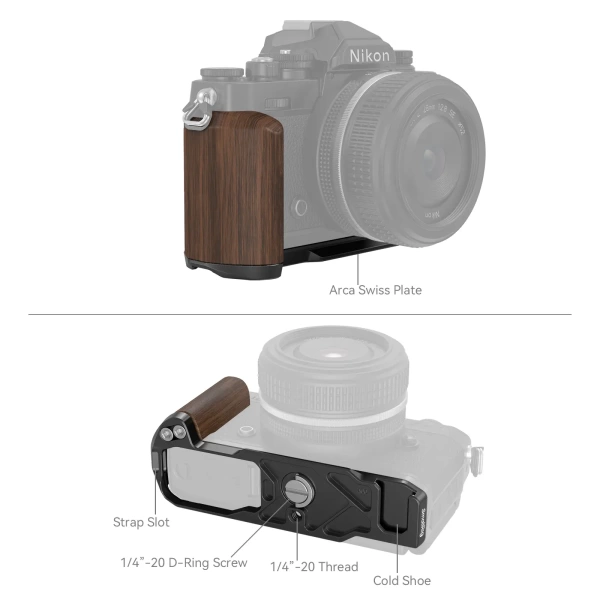 L площадка SmallRig 4802 с деревянной рукояткой для Nikon Z fc (Черная)
